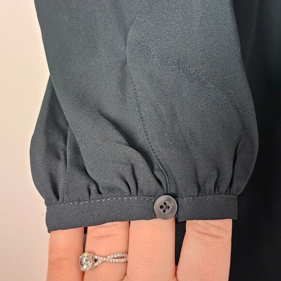 Aritzia Sunday Best Cinched Waist Sheath Mini Dress Pleated Long Sleeve Green 6‎ - Picture 8 of 12